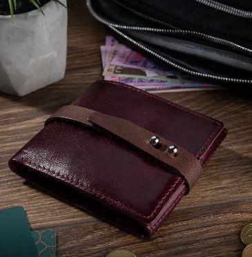 Гаманець шкіряний чоловічий потрійного додавання з відділенням на блискавці закривається на кобурний гвинт, фото 1