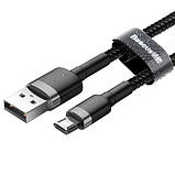 Baseus Cafule Cable міцний нейлоновий кабель USB / micro USB 2A 3M чорно-сірий (CAMKLF-HG1), фото 5