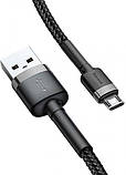 Кабель Baseus cafule Cable USB For Micro 2.4A 0.5M Gray+Black (CAMKLF-AG1), фото 2