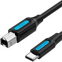 Кабель Vention Type-C для USB-B для принтера с мощностью 2 Ампер USB-C 2.0 для USB-B 2 м Черный CQUBH