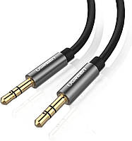 Кабель аудио Ugreen 3.5 mm AUX круглый и прямые штекеры 1M Black (AV119) КОД:002