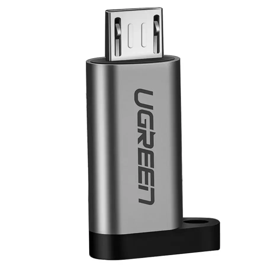 Перехідник-адаптер Ugreen USB Type-C to Micro USB Gray + додатковий шнурок (US282) КОД:039