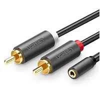 Переходник-разветвитель 3.5 mm F/2RCA M Ugreen 25CM (AV102) КОД:036