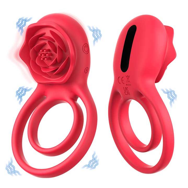 Подвійне ерекційне кільце з вібрацією "Hgod Rose" USB - Червоний