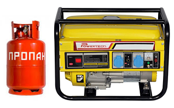 Генератор газ, бензин Powertech 3,0 кВт 1-фазний