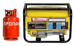 Генератор газ, бензин Powertech 3,0 кВт 1-фазний
