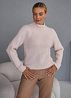 Женский шерстяной вязанный свитер розового цвета. Модель 2320 Trikobakh. Размер ун 42-48