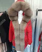 Женская зимняя куртка пальто паркас натуральным мехом песца с 42 по 58