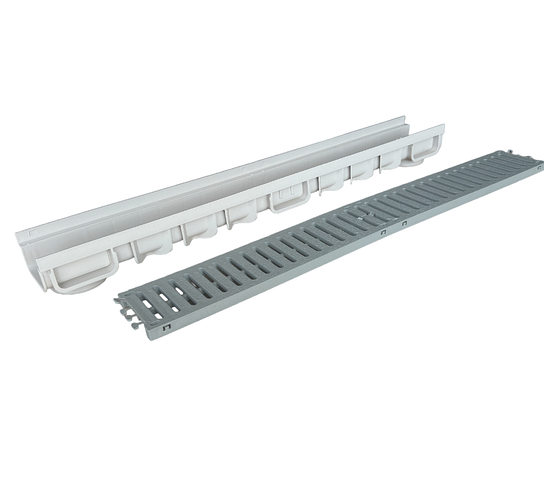 Лоток водосточный h75 пластиковый в комплекте с решеткой пластиковой ...