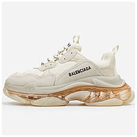 Женские кроссовки Balenciaga Triple S Clear Sole Beige, кожаные кроссовки баленсиага трипл с баленсияга