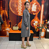 Сукня Azuri сорочка вельветова довгий рукав гудзики кишені 42 графіт, фото 3