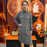 Сукня Azuri сорочка вельветова довгий рукав гудзики кишені 42 графіт, фото 2