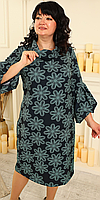Жіноче ошатне ділове плаття, тканина костюмка р. 50,52,54,56 синє/бірюза