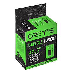 Велокамера на велосипед гірський MTB 27.5 дюймів Greys ніпель AV 48mm бутил (GR51727)
