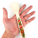 Ложка дерев'яна Петриківський розпис ручної роботи на подарунок 21 см ВЕЛИКА Український сувенір, фото 3