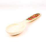 Ложка дерев'яна Петриківський розпис ручної роботи на подарунок 21 см ВЕЛИКА Український сувенір, фото 4