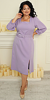 Женское деловое платье, ткань костюмка р. 50,52,54,56 сирень