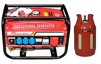 Генератор Powertech 3,0 кВт 3-фазний бензин + газ