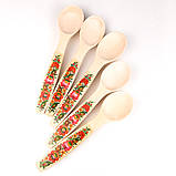 Ложка дерев'яна Петриківський розпис ручної роботи на подарунок 21 см ВЕЛИКА Український сувенір, фото 10