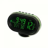 Автомобильные часы VST - 7009V подсветка + 2 термометра + вольтметр, питание от аккумулятора XB-259 авто