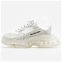 Женские кроссовки Balenciaga Triple S Clear Sole White, белые кожаные кроссовки баленсиага трипл с баленсияга