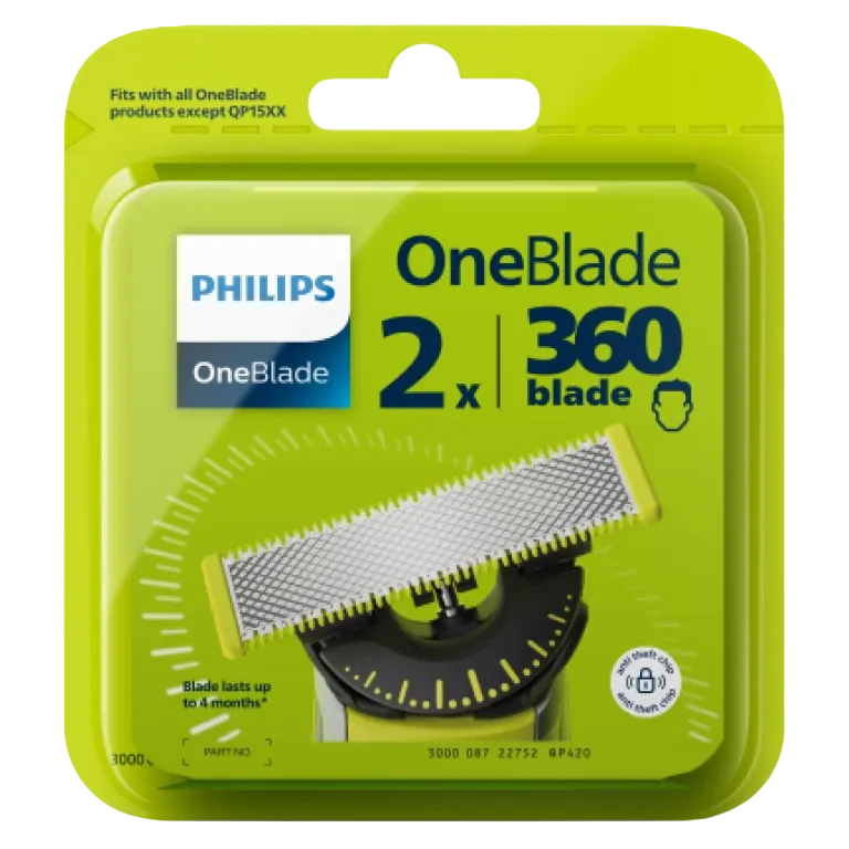 Змінні леза Philips OneBlade 360 QP220/50 2 шт. насадка для гоління обличчя, насадка для тримера філіпс уан блейд