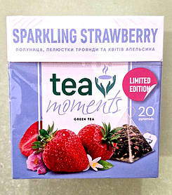 Чай Tea Moments Sparkling Strawberry 20 пірамідок зелений