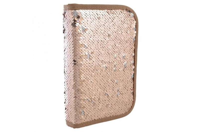 Пенал твердий YES одинарний із клапаном Sequins, золото (532423)
