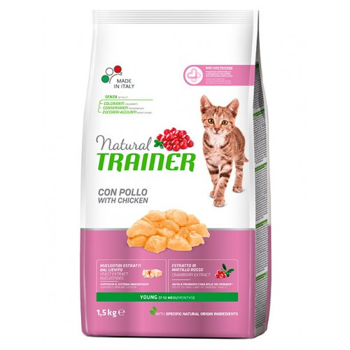 Сухий корм для кошенят із м'ясом курки Trainer Natural Super Premium Young Cat 1,5 кг