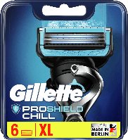 Леза Gillette Fusion5 ProShield Chill 6шт. Оригінал (джилет фьюжн прошилд) Німеччина сині касети картриджі