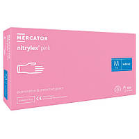 Нітрилові рукавички Mercator Nitrylex Pink розмір M рожеві (50 пар)