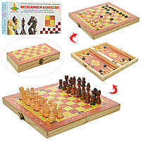 Настольная игра Шахматы 1680EC 3 в 1 шашки, нарды