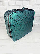Сумка- валіза (косметичка, кейс) для майстра візажиста (для косметики) зелена трикутник