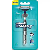 Чоловічий верстат для гоління Gillette MACH3 + 1 змінний картридж. Верстат Мак3, статок Мач 3,бритва на 3 леза мак3