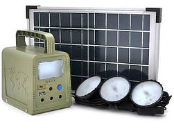 Набір павербанк, 4500mAh,  сонячна панель, світлодіодні світильники, 2 лампочки 6Вт