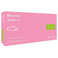 Нитриловые перчатки Mercator Nitrylex Pink размер S розовые (50 пар)