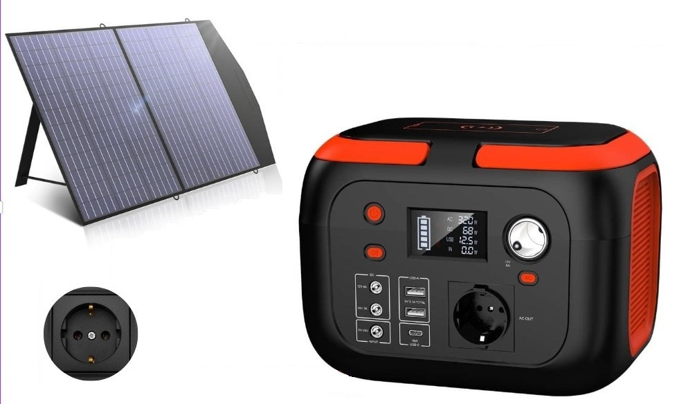 ⇒ КОМПЛЕКТ: Зарядна станція Powkey G300 на 350W / 296Wh / 80000 мАг + Сонячна панель на 100W!, фото 1