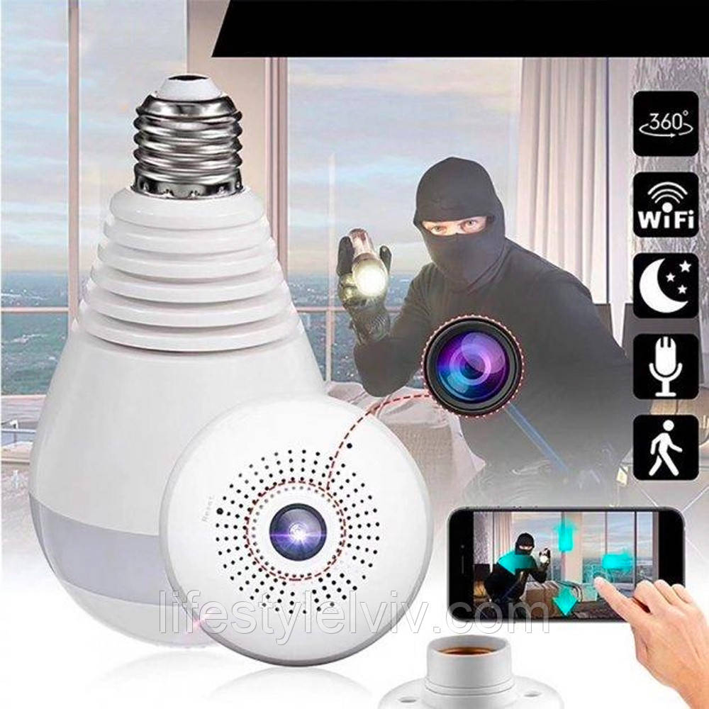 Приховане відеоспостереження, Камера Лампочка CAMERA SMART IP CAD-B13 H302 2MP Кругла, фото 1