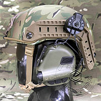 Активные тактические наушники Earmor M31H mod 3 Green Для Шлема Fast и других Стрелковые наушники Олива