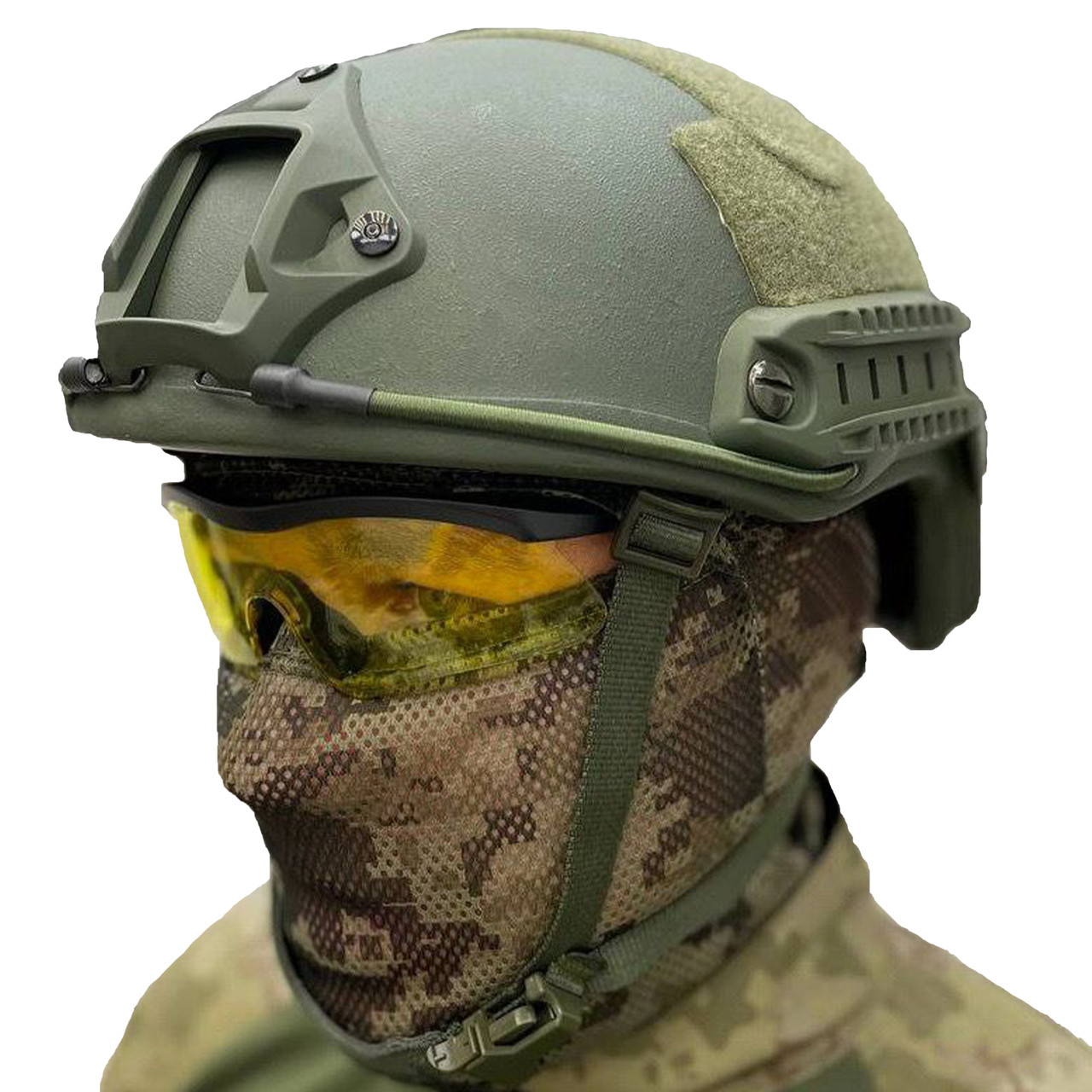 Тактичний шолом захисний Fast Хакі NIJ IIIA / Армійський балісичний шолом фаст олива / Кевралова каска