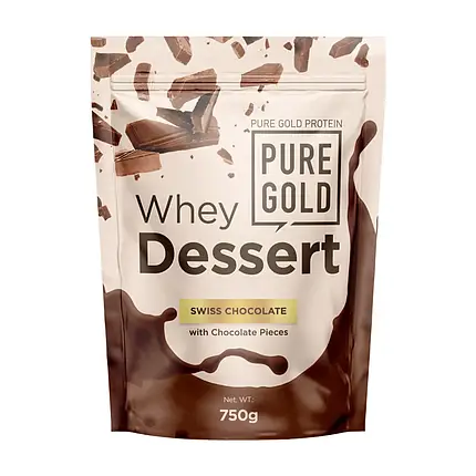 Протеїн Pure Gold Whey Dessert Swiss Chocolate з шматочками шоколаду 750 гр, фото 2