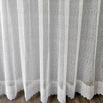 Тюль у зал, біла павутинка з ажурним низом, Туреччина