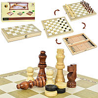 Шахматы деревянные 3 в 1 TQ09173 шахматы, шашки, нарды