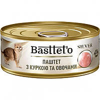 Корм для кошек Basttet'o silver паштет курица с овощами, 85г