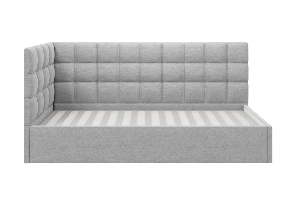 Ліжко дитяче кутове Леон без підйомного механізму, тканина світло-сіра 90х190 см (Sofyno ТМ)
