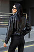 Жіноча чорна куртка-косуха із екошкіри, фото 10