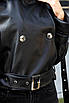 Жіноча чорна куртка-косуха із екошкіри, фото 5