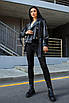 Жіноча чорна куртка-косуха із екошкіри, фото 6