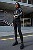 Жіноча чорна куртка-косуха із екошкіри, фото 7