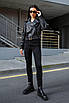 Жіноча чорна куртка-косуха із екошкіри, фото 3